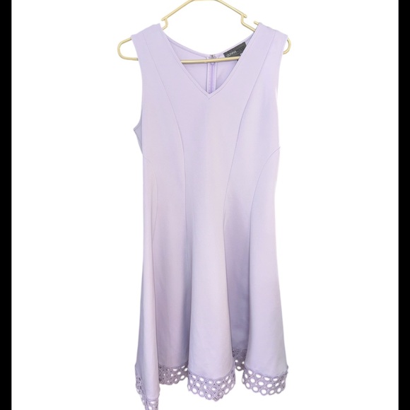 Donna Ricco Lavender Scuba Fit & Flare Dress - Size 12 spring - Picture 2 of 6